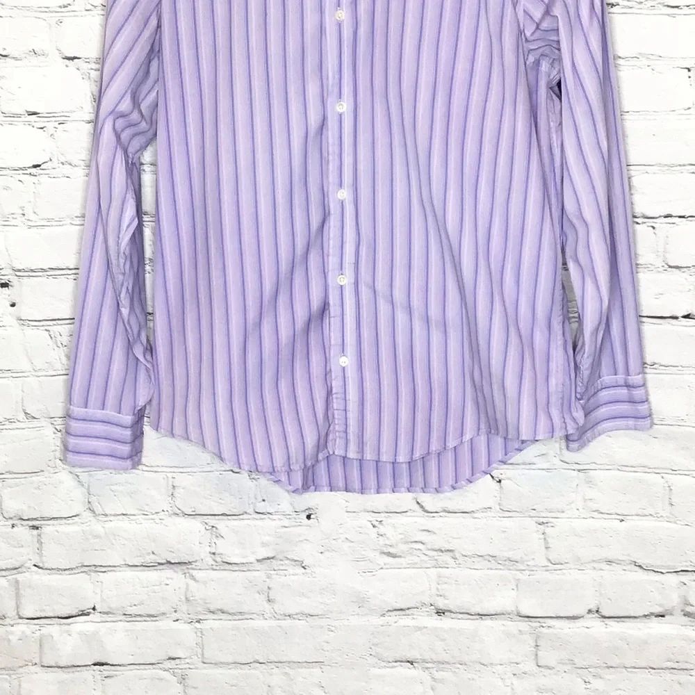 Banana Republic Custom Dyed Lilac Casual Button Down Striped Long Sleeve Large